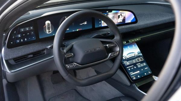 Lucid Air Pure steering wheel and dash