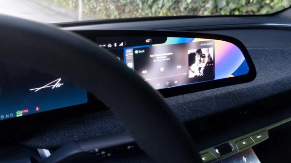 Lucid Air Pure dash with wireless Apple CarPlay