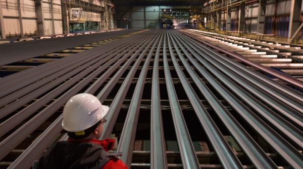 Railway tracks being made in Russia