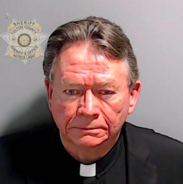 The Rev. Stephen Cliffgard Lee booking photo at the Fulton County Jail Aug. 25, 2023 in Atlanta, Georgia.