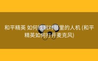 和平精英 如何找到对局里的人机 (和平精英如何打开麦克风)