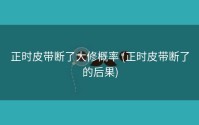 正时皮带断了大修概率 (正时皮带断了的后果)