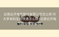 云南云开电气股份有限公司怎么样 对大学本科生的待遇怎么样 (云南云开电气股份有限公司)