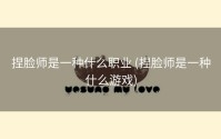 捏脸师是一种什么职业 (捏脸师是一种什么游戏)