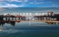WCAA百万大奖赛第一期大师赛专访 电子竞技给人一种想赢的心 (百万beat)