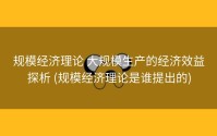 规模经济理论 大规模生产的经济效益探析 (规模经济理论是谁提出的)