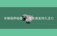车辆保养秘籍：让爱车焕发持久活力