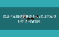 深圳汽车指标更新要多久 (深圳汽车指标申请网站官网)