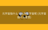 元宇宙指什么 什么叫元宇宙呢 (元宇宙指什么意思)