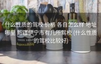 什么性质的驾校 价格 各自怎么样 地址哪里 新疆伊宁市有几所驾校 (什么性质的驾校比较好)