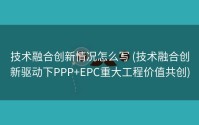 技术融合创新情况怎么写 (技术融合创新驱动下PPP+EPC重大工程价值共创)