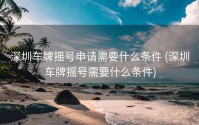 深圳车牌摇号申请需要什么条件 (深圳车牌摇号需要什么条件)