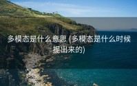 多模态是什么意思 (多模态是什么时候提出来的)