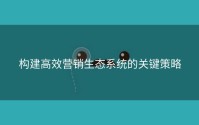 构建高效营销生态系统的关键策略