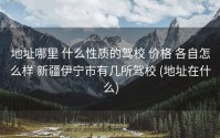 地址哪里 什么性质的驾校 价格 各自怎么样 新疆伊宁市有几所驾校 (地址在什么)