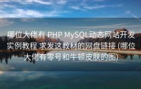 哪位大佬有 PHP MySQL动态网站开发实例教程 求发这教材的网盘链接 (哪位大佬有零号和牛顿皮肤的图)