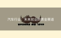 汽车行业：未来就业的黄金赛道