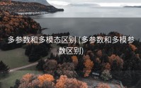 多参数和多模态区别 (多参数和多模参数区别)