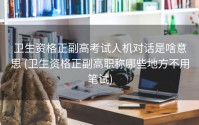 卫生资格正副高考试人机对话是啥意思 (卫生资格正副高职称哪些地方不用笔试)