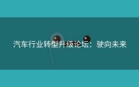 汽车行业转型升级论坛：驶向未来