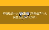 四新经济什么时候提出 (四新经济什么民营企业300.4万户)
