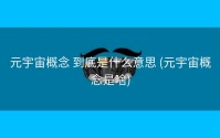 元宇宙概念 到底是什么意思 (元宇宙概念是啥)
