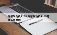 潍柴发动机4105,潍柴发动机4105是什么意思啊