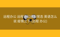 远程办公 远程办公成为常态 英语怎么说 疫情之下 (远程 办公)