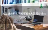 大数据分析公司有哪些 (大数据分析公司排行榜)