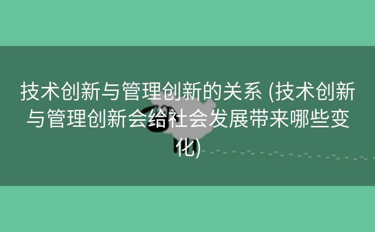 技术创新与管理创新的关系 (技术创新与管理创新会给社会发展带来哪些变化)