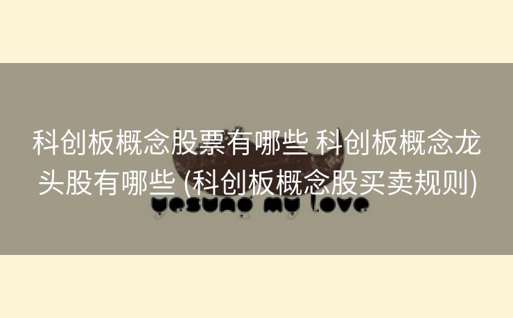 科创板概念股票有哪些 科创板概念龙头股有哪些 (科创板概念股买卖规则)