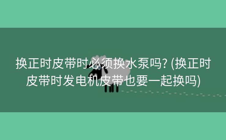换正时皮带时必须换水泵吗? (换正时皮带时发电机皮带也要一起换吗)