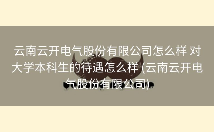 云南云开电气股份有限公司怎么样 对大学本科生的待遇怎么样 (云南云开电气股份有限公司)