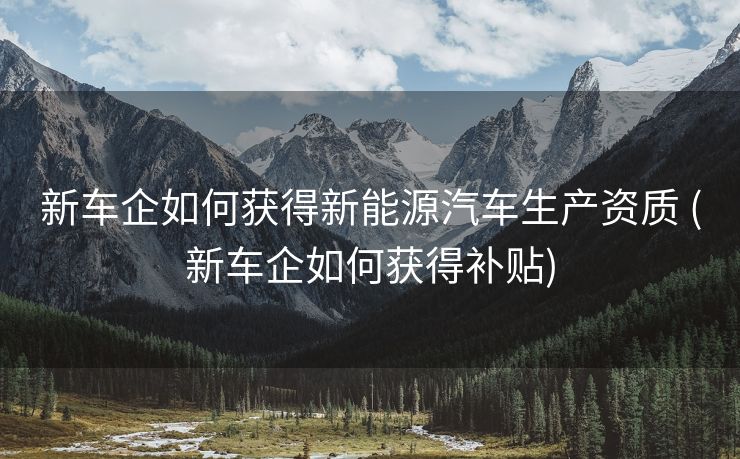 新车企如何获得新能源汽车生产资质 (新车企如何获得补贴)