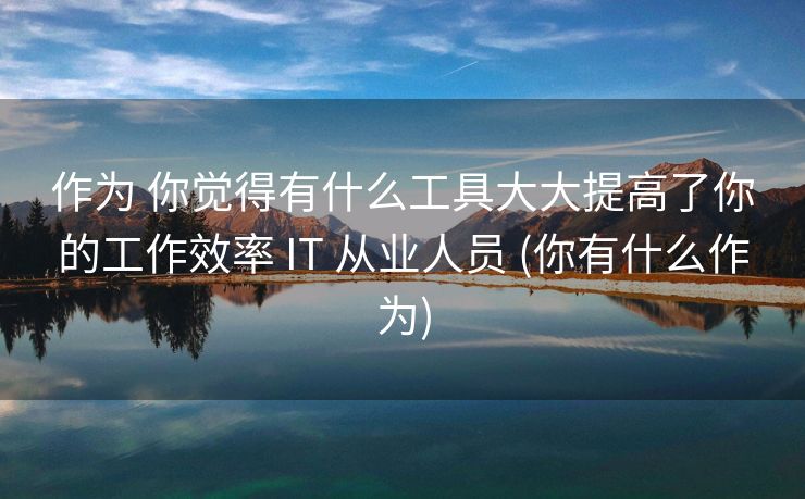 作为 你觉得有什么工具大大提高了你的工作效率 IT 从业人员 (你有什么作为)