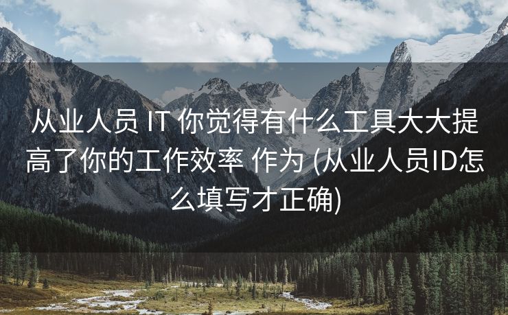 从业人员 IT 你觉得有什么工具大大提高了你的工作效率 作为 (从业人员ID怎么填写才正确)